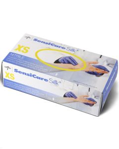 2500 Medline SensiCare Silk Nitrile Exam Gloves Dark Blue X Small MDS7083