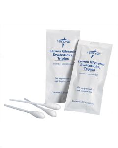 Case of 750 Medline Lemon Glycerin 3 pack Swabsticks MDS090600