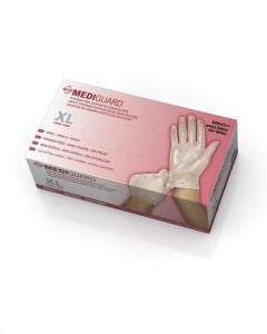 Case of MediGuard Vinyl Synthetic Exam Gloves | Clear | Large