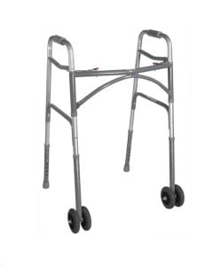 Two Button Bariatric Aluminum Folding Walker With Wheels 10220-1WW