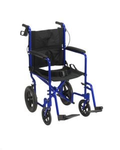 Blue Lightweight Expedition Transport Chair Brakes Drive Medical exp19ltbl