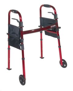 Portable Folding Travel Walker 5" Wheels Fold up Legs 