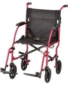 LIGHTWEIGHT 19 INCH TRANSPORT CHAIR WITH DESK ARMS RED by Nova