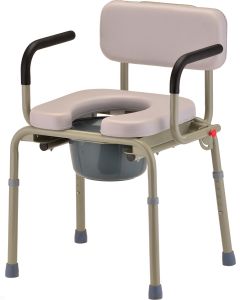 PADDED DROP ARM COMMODE- GRAY by Nova
