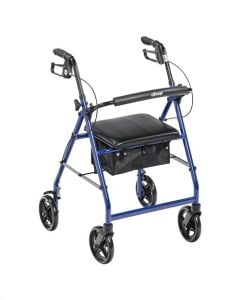 Economy Rollator Fold Up Back Padded Seat Blue Drive Medical