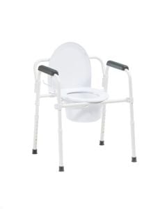 Steel Folding Deep Seat Bedside Commode, White