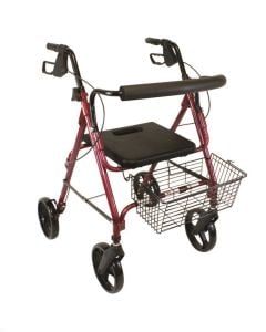 Red Aluminum Deluxe Rollator with Removable Wheels - Roscoe Medical