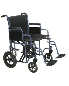 Bariatric Heavy Duty Blue Transport Wheelchair, 20" Seat
