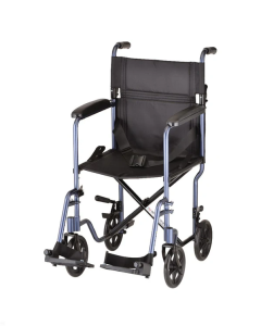 TRANSPORT CHAIR- 19 INCH LIGHTWEIGHT WITH SWINGAWAY FOOTRESTS BLUE by Nova