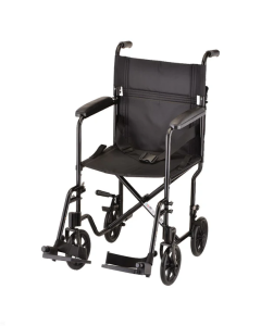 Transport Chair- 19 Inch Lightweight With Swingaway Footrests Black by Nova