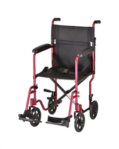 Transport Chair - 19 Inch Lightweight With Swingaway Footrests Red by Nova