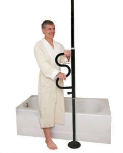 Black Security Pole and Curve Grab Bar by Stander 