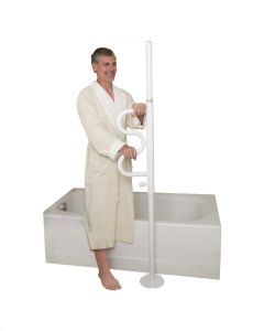 White Security Pole and Curve Grab Bar White by Stander