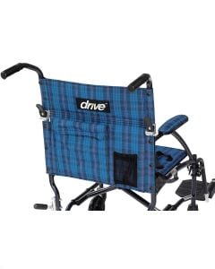 Fly-Lite Transport Chair Blue Plaid Back Upholstery Drive Medical STDS2A1893