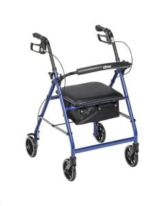 Blue Walker Rollator 6" Wheels Fold Up Back Padded Seat