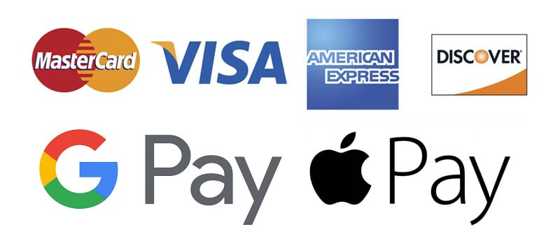 All Payments Accepted | Visa, Mastercard, Paypal, Apple and Google Pay