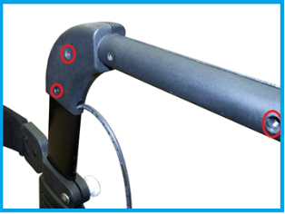 The three screws holding the handle bar housing to the frame