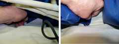 Snapping both ends of the new air bladder onto the mattress base